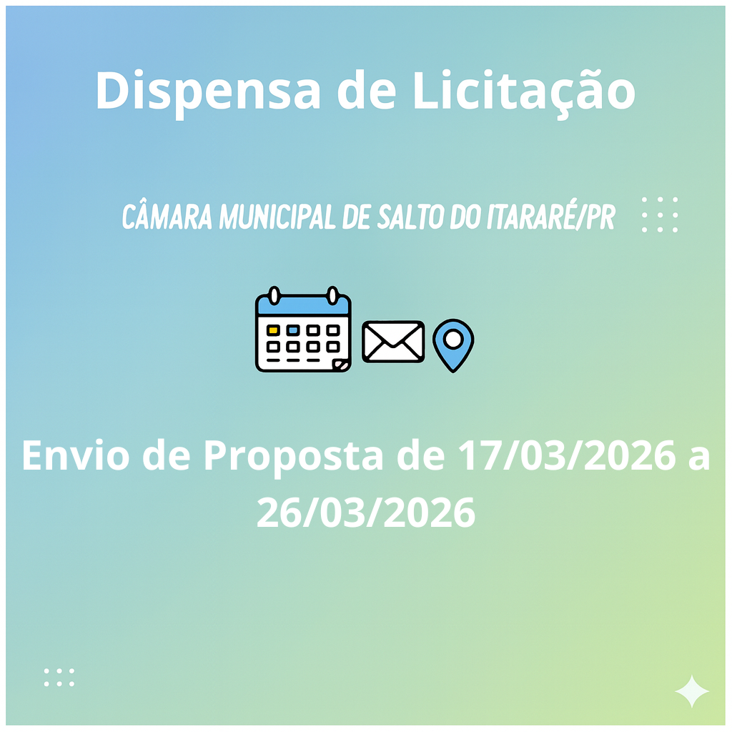 Câmara Municipal de Salto do Itararé divulga dispensa de licitação para reforma do forro em drywall do prédio do Legislativo